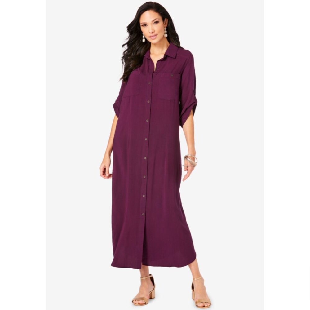 Coveted Safari Dress by Roaman's, Sz 16 Plus-Size Must Have NWT